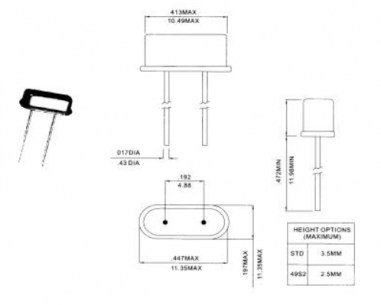 HC49S-16.000MHZ-30ppm-20PF CALTRON кварцевые резонаторы CALTRON схема фото