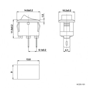 KCD5-101-C3-B/2P on-off клавишный переключатель RUICHI даташит схема