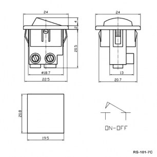 RS-101-7C on-off зеленый клавишный переключатель RUICHI даташит схема