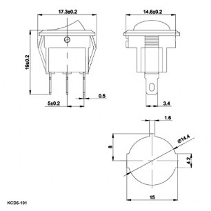 KCD5-101N-C3-R/3P on-off клавишный переключатель RUICHI даташит схема