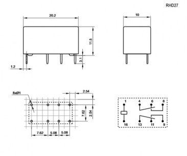 RHD27/012-S 2A реле электромагнитное RUICHI даташит схема