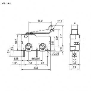 KW11-02 микропереключатель RUICHI даташит схема