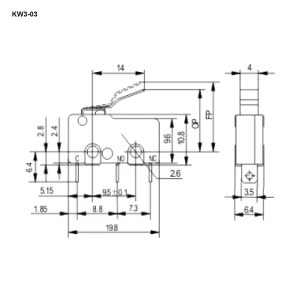 KW3-03 микропереключатель RUICHI даташит схема