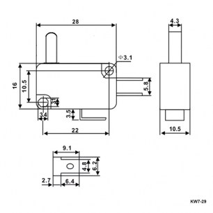 KW7-29 микропереключатель RUICHI даташит схема