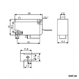 KW7-20 микропереключатель RUICHI даташит схема