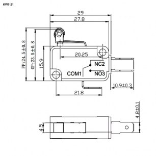 KW7-21 микропереключатель RUICHI даташит схема