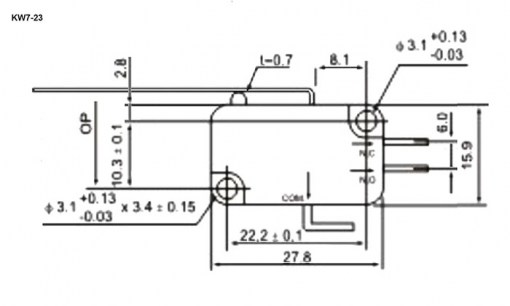 KW7-23 микропереключатель RUICHI даташит схема