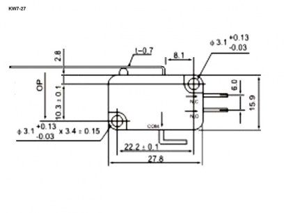 KW7-27 микропереключатель RUICHI даташит схема