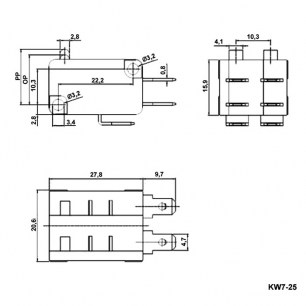 KW7-25 микропереключатель RUICHI даташит схема