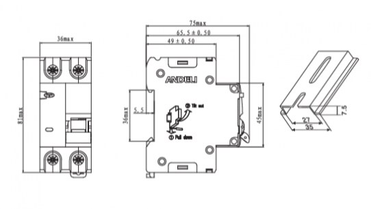 DZ59LE-40/63 1P+N10A30mA х-ка 4.5kA автоматические выключатели ANDELI даташит схема