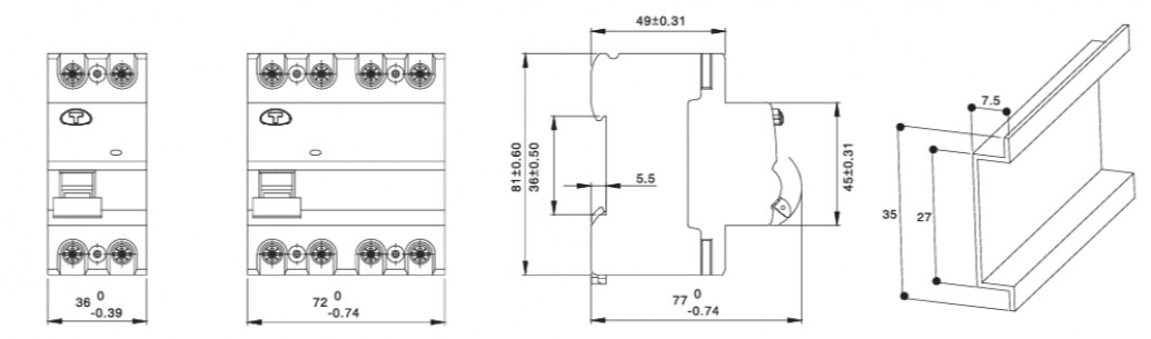 ADB1L-63 2P 25A 30mA тип AC 6kA автоматические выключатели ANDELI даташит схема