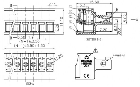 15EDGK-3.5-10P-14-00A(H) клеммники degson DEGSON даташит схема