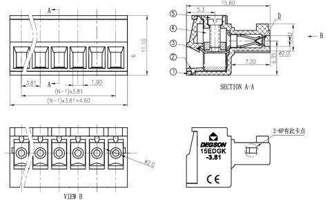 15EDGK-3.81-11P-14-00A(H) клеммники degson DEGSON даташит схема