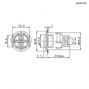 GQ16B-10/PC off-(on) антивандальная кнопка RUICHI даташит схема