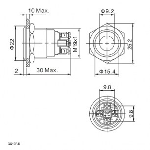 GQ19F-10D/B/N off-(on) антивандальная кнопка RUICHI даташит схема