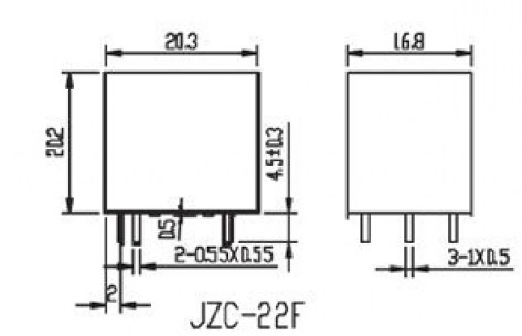 JZC-22F-F-A-15-L-12VDC реле электромагнитное FORWARD схема фото