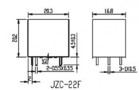 JZC-22F-F-A-15-L-12VDC реле электромагнитное FORWARD даташит схема