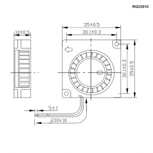 RQU3510MS 12VDC вентилятор улитка RUICHI даташит схема