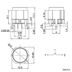 KS12-P1.5-BBN-5N-S кнопка RUICHI даташит схема