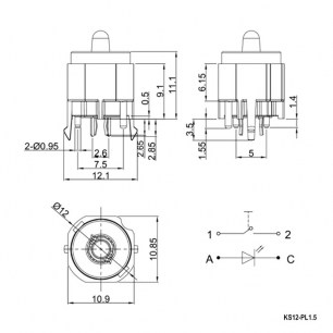 KS12-PL1.5-BBR-5N-S кнопка RUICHI даташит схема