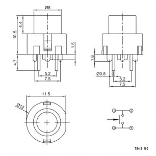 TS4-2GN-0 кнопка RUICHI даташит схема