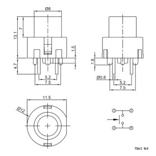 TS4-3BN-0 кнопка RUICHI даташит схема