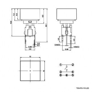 TS5-6TG-11S LED кнопка RUICHI даташит схема