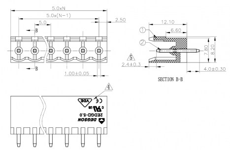 2EDGV-5.0-04P-14-00A(H) клеммники degson DEGSON даташит схема