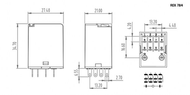 REK 78/4-1 реле электромагнитное RUICHI даташит схема