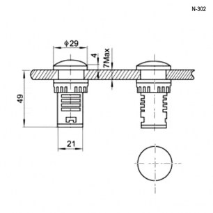 N-302-B лампочки неоновые в корпусе RUICHI даташит схема