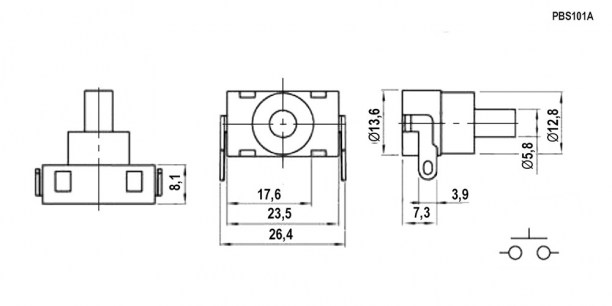 PBS101A переключатель кнопочный RUICHI даташит схема