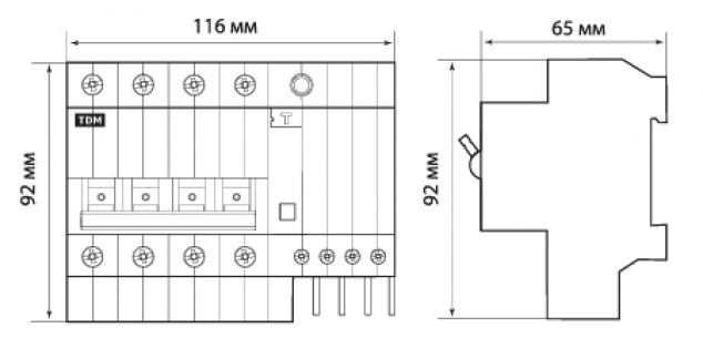 АД-4 4Р C25 30мА 4.5кА тип АС автоматические выключатели TDM даташит схема