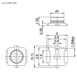 U.FL-R-SMT-1(80)-RH высокочастотные разъемы RUICHI даташит схема