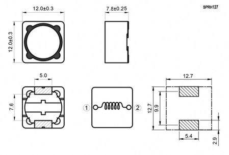 SPRH127-271M катушка индуктивности Codaca даташит схема