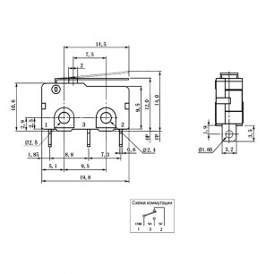 SM5-02N-25G-1 микропереключатель RUICHI даташит схема