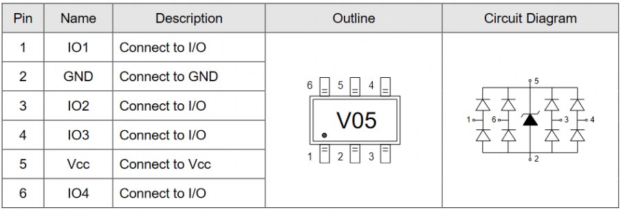 USBLC6-4SC6 (Elecsuper) диод защитный Elecsuper даташит схема