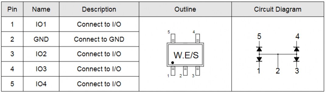 ESDA6V1W5 (Elecsuper) диод защитный Elecsuper даташит схема