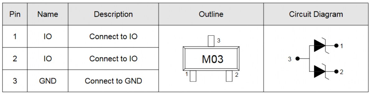 PESD3V3S2UT диод защитный Elecsuper даташит схема