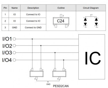 PESD2CAN диод защитный Elecsuper даташит схема