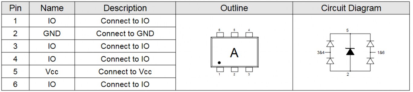 USBLC6-2P6 диод защитный ST Microelectronics даташит схема