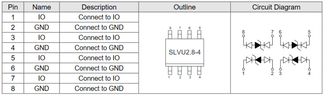 SLVU2.8-4 диод защитный Elecsuper даташит схема