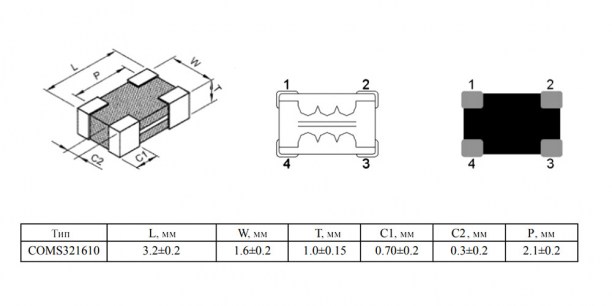 COMS321610M121 катушки индуктивности HONGYEX даташит схема