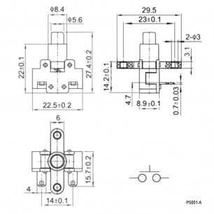 PS001-A-1 переключатель кнопочный RUICHI даташит схема