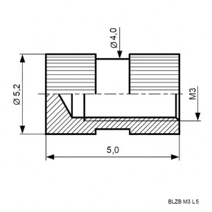 закладная глухая BLZB M3, L=5мм RUICHI даташит схема