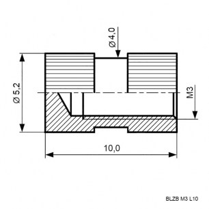 закладная глухая BLZB M3, L=10мм RUICHI даташит схема