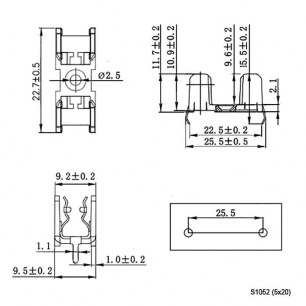S1052 (5x20) держатель предохранителя RUICHI даташит схема