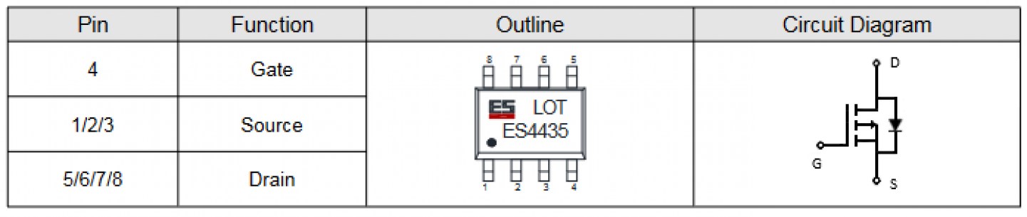 AO4435 транзистор Elecsuper даташит схема