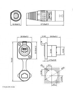 YT-RJ45-CPE-10-002 разъем герметичный RUICHI даташит схема