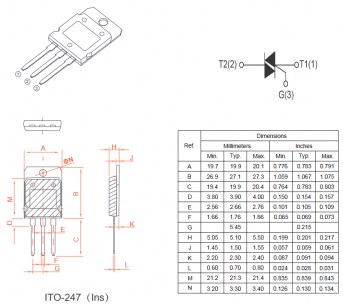 BTA80-1200B cимистор (триак) KY даташит схема