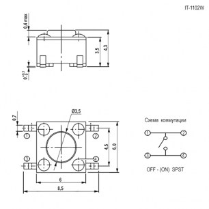 IT-1102W (6x6x4.3) NPL тактовая кнопка SZC схема фото